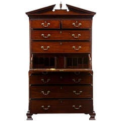 18th Century Antique Chippendale Influenced Mahogany Tallboy