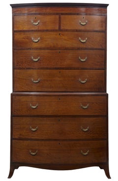 19th Century Bowfront Mahogany Chest on Chest
