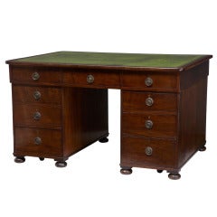Antique Early 19th Century Mahogany Pedestal Partners Desk