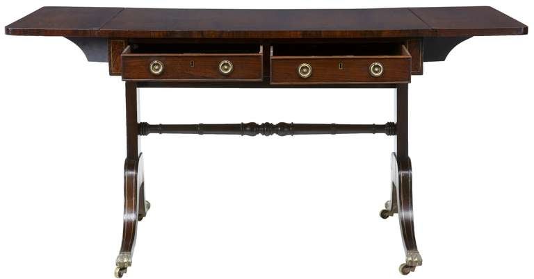 Regency Early 19th Century Brass Inlaid Rosewood Sofa Table In Excellent Condition In Debenham, Suffolk