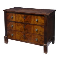 Early 19th Century Biedermeier Mahogany 3 Drawer Chest Of Drawers