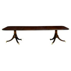 Flamed Mahogany Dining Room Table, thick Reeded Edge