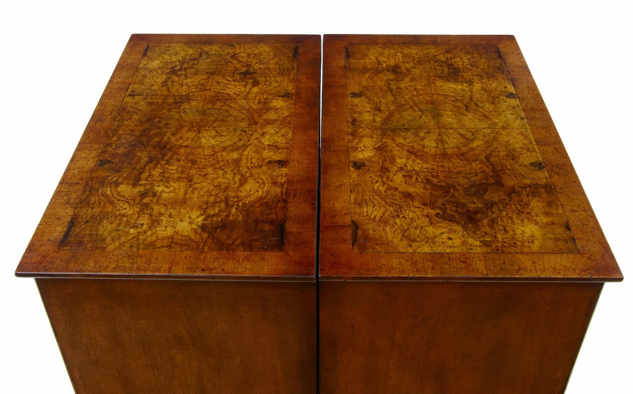 Woodwork Pair of Small Walnut Five-Drawer Chest of Drawers