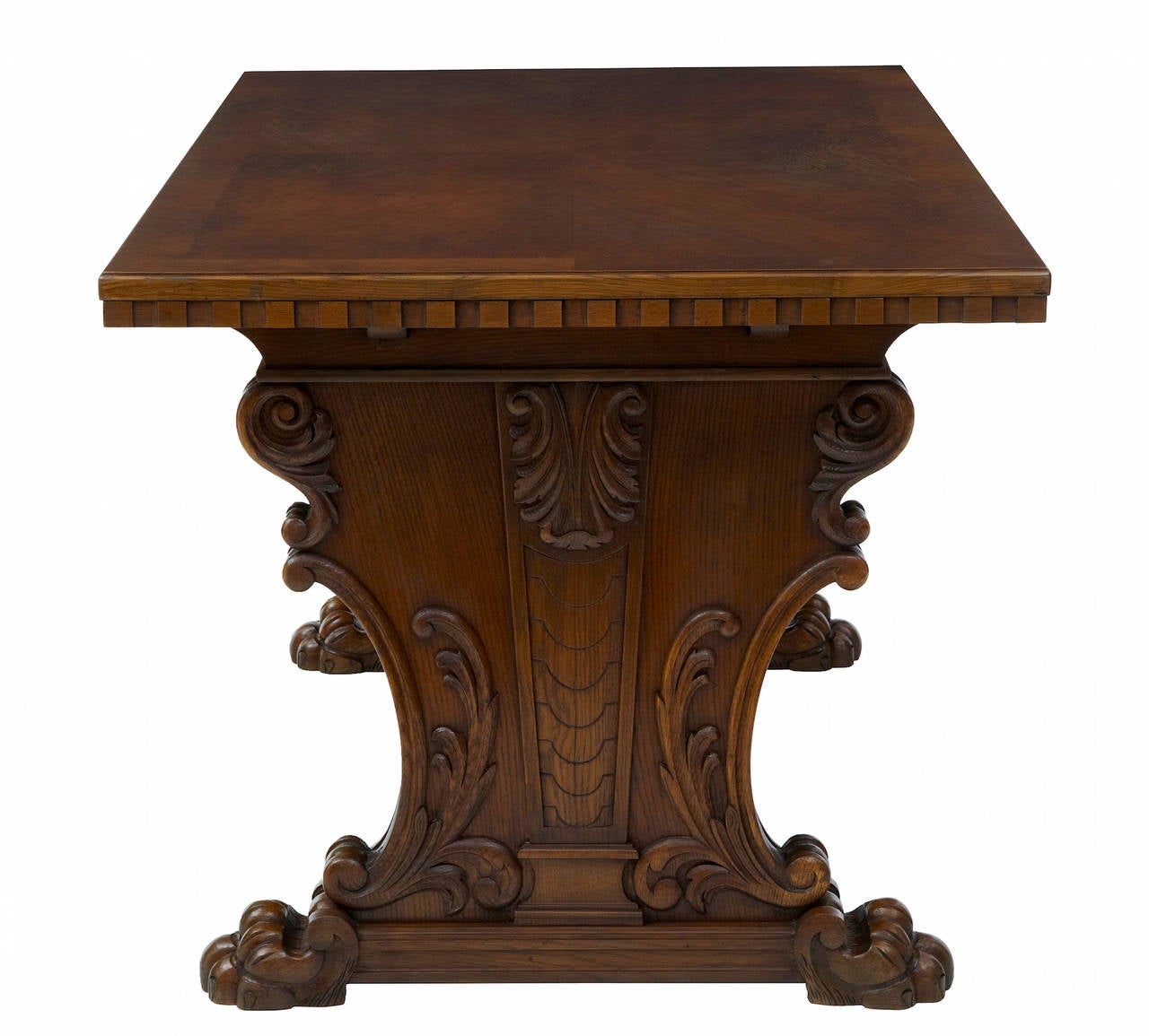 Early 20th Century Italian Influenced Oak Draw-Leaf Dining Table