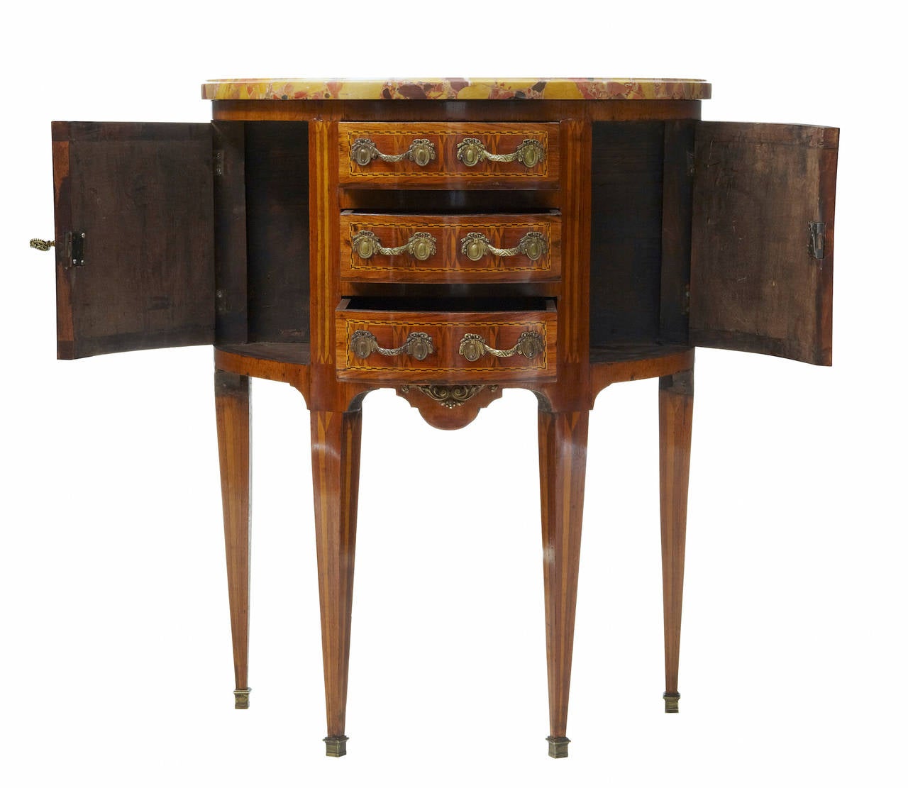19th Century Small French Kingwood Inlaid Demilune Commode