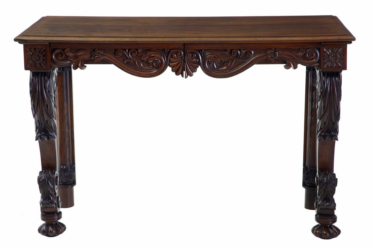 19th Century Anglo-Indian Carved Rosewood Console Table