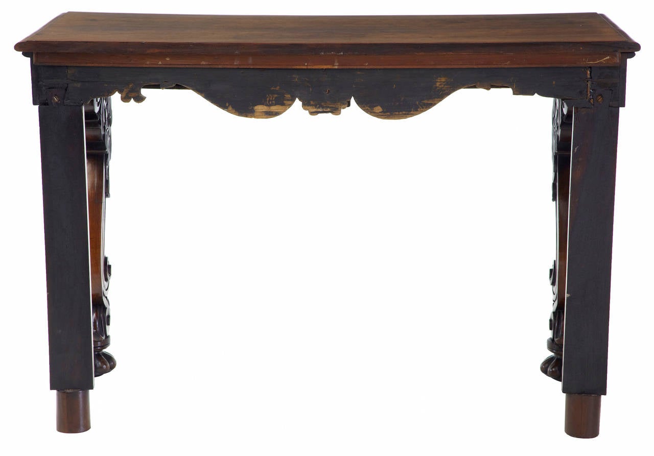 Woodwork 19th Century Anglo-Indian Carved Rosewood Console Table