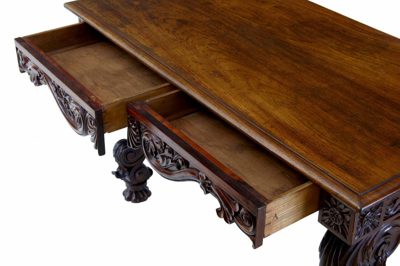 Late 19th Century 19th Century Anglo-Indian Carved Rosewood Console Table