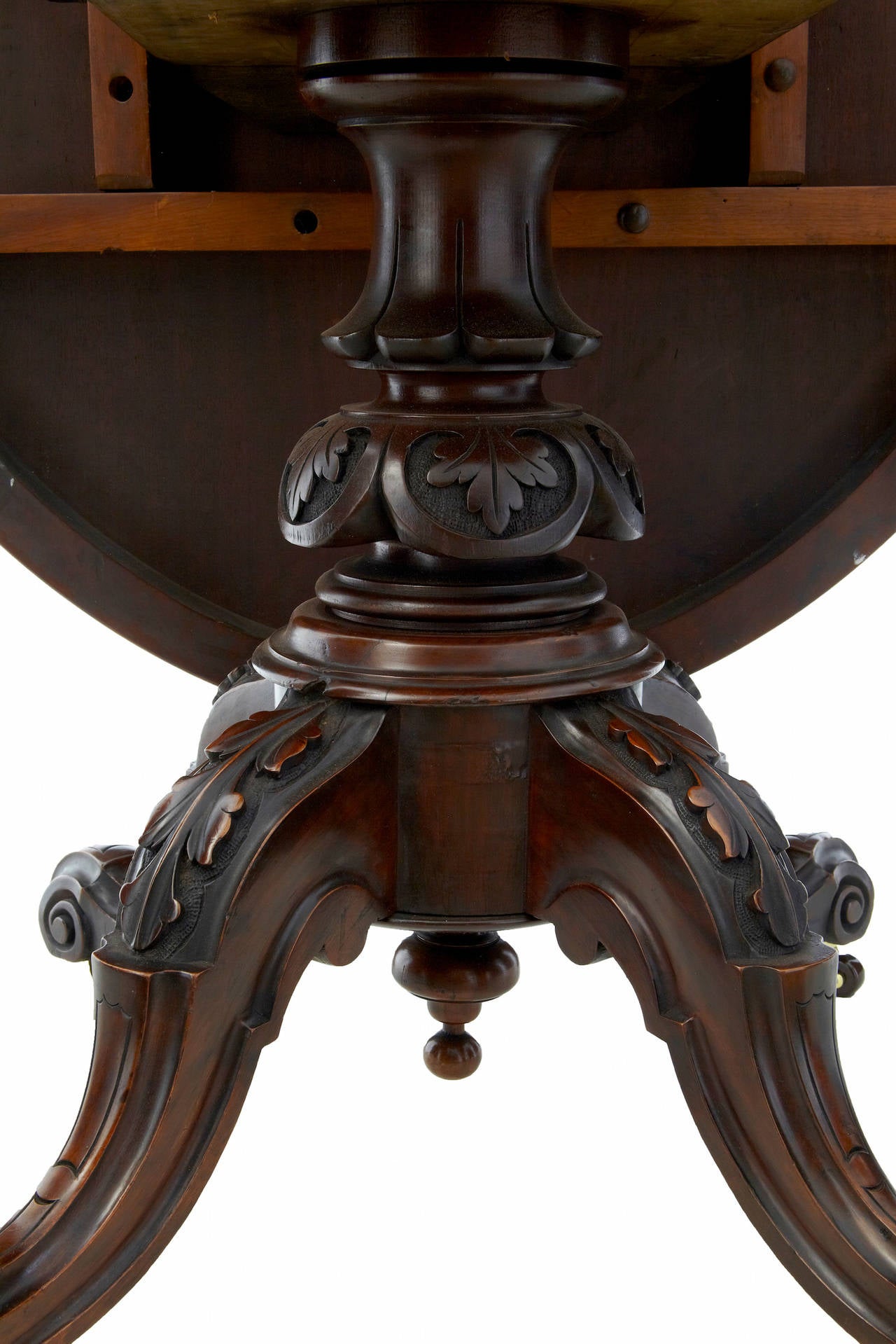 Woodwork 19th Century Carved Walnut Oval Tilt-Top Occasional Table