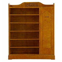 Antique 19th Century Swedish Burr Birch Art Nouveau Open Bookcase