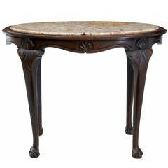 19th Century French Oak Marble-Top Center Table 8