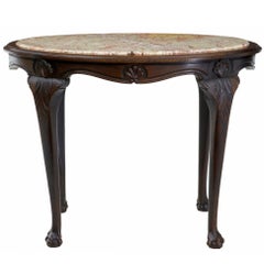 Antique 19th Century French Oak Marble-Top Center Table