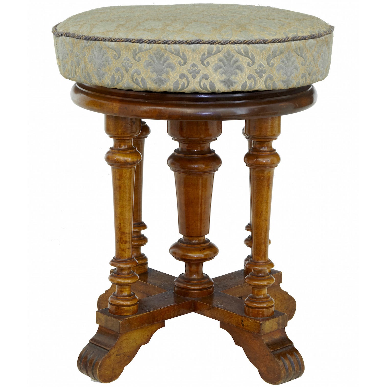 Antique Mahogany Turned Wood Adjustable Piano Stool at 1stdibs