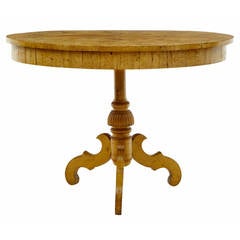 19th Century Swedish Burr Birch Oval Occasional Table