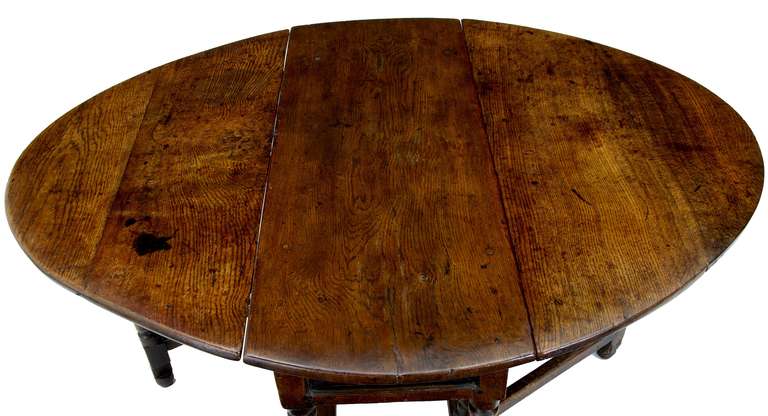 Beautiful Little Period Oak Gateleg Table, Fielded Panels To Both Ends Which Is Unusual.
