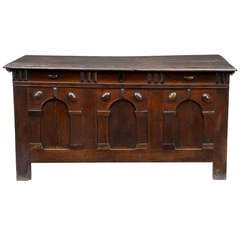 17th Century Antique Jacobean Arcaded Small Oak Coffer