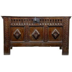 17th Century Antique Carved Jacobean Coffer
