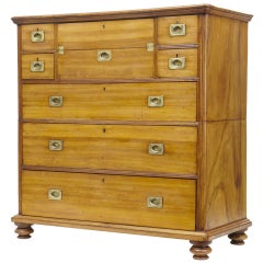 19th Century Camphor Campaign Military Split Chest of Drawers Desk
