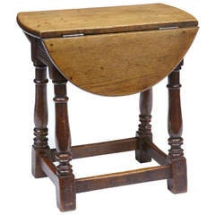 Unusual 19th Century Small Oak Dropleaf Side Table
