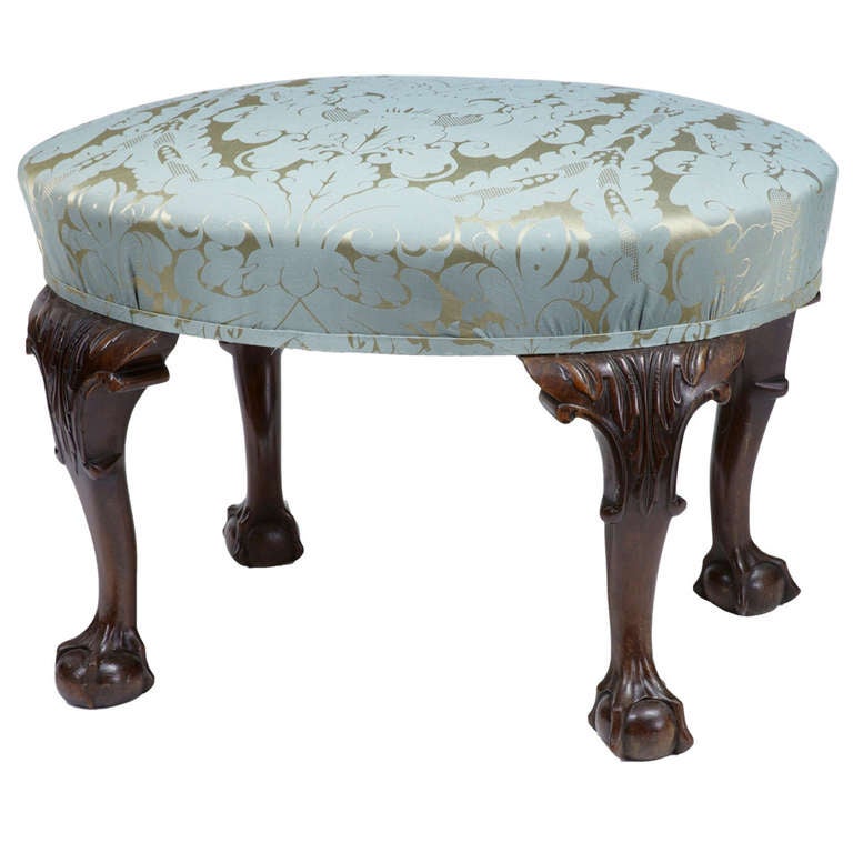 Carved Mahogany Ball And Claw Foot Stool at 1stDibs