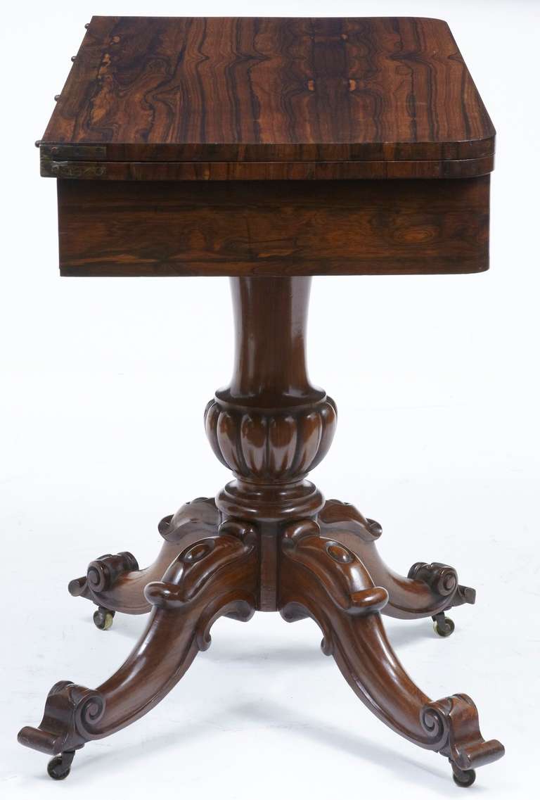 English Early Victorian Carved Rosewood Tea Table