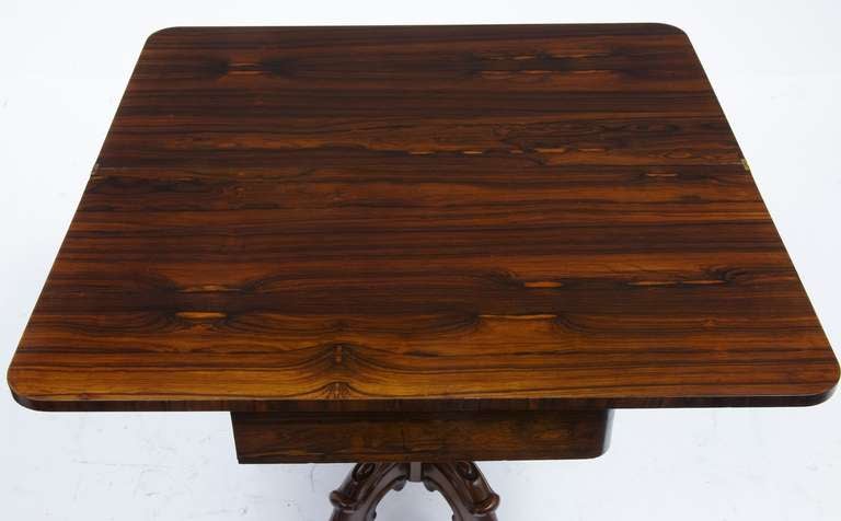 19th Century Early Victorian Carved Rosewood Tea Table