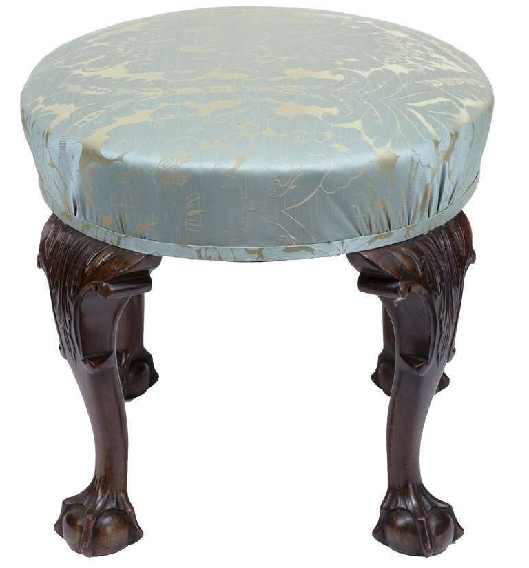 Here We Have A Stunning George Iii Ball And Claw Foot Stool 

This Stool Has Just Been Lovingly Reupholstered And Restored And Is Ready To Everyday Use In The Home. 

Profusely Carved Legs, Standing On Ball And Claw Feet. 

This Stool Also Has