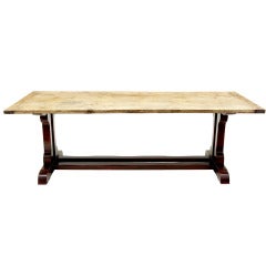 19th Century Refectory Pine Table With Painted Base