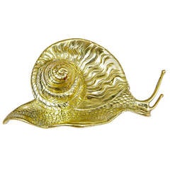 Antique 19th Century Art Nouveau Novelty Brass Snail Ink Well
