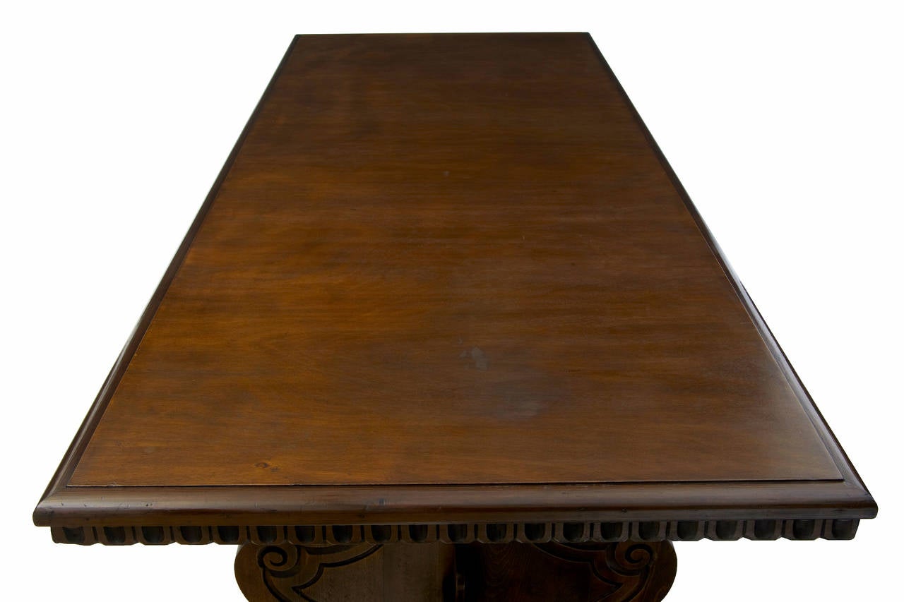 Woodwork 20th Century Carved Oak Spanish Influenced Refectory Dining Table