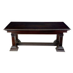 Antique 19TH CENTURY ITALIAN DARK WALNUT REFECTORY TABLE