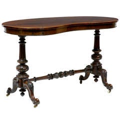 19th Century Antique Victorian Rosewood Kidney Side Table Desk