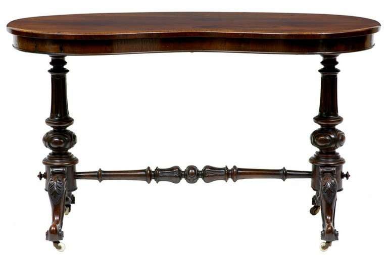 19th Century Antique Victorian Rosewood Kidney Side Table Desk