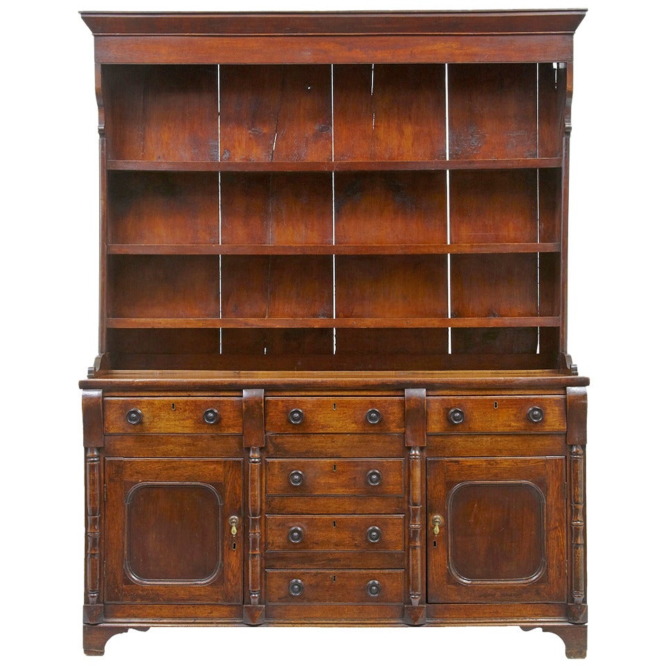 Fine 19th Century Victorian Country Oak Dresser And Rack