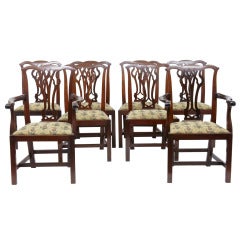 Set Of 6 +2 George Iii Mahogany Chippendale Influenced Dining Chairs