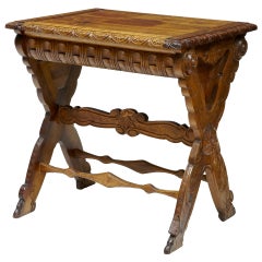 Antique 19th Century Carved Italian Walnut and Pine Occasional Table