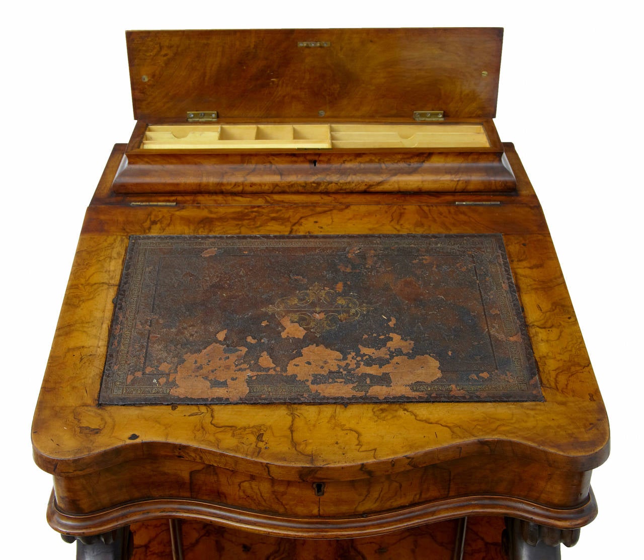 19th Century Victorian Carved Walnut Davenport Writing Desk 1
