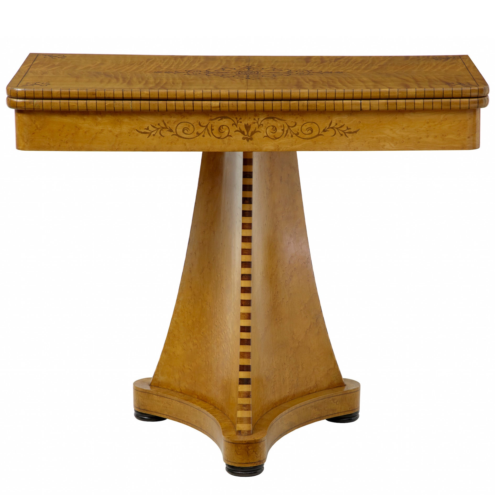 Unusual 19th Century Inlaid Birch Card Table