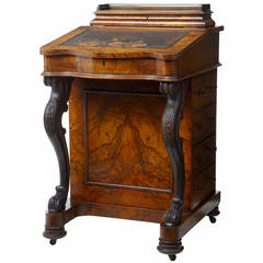 19th Century Victorian Carved Walnut Davenport Writing Desk