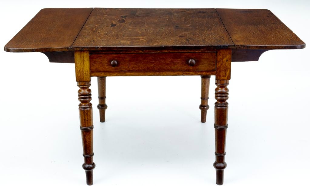 VICTORIAN OAK DROPLEAF TABLE WITH DRAWER, VERY FUNCTIONAL PIECE OF FURNITURE