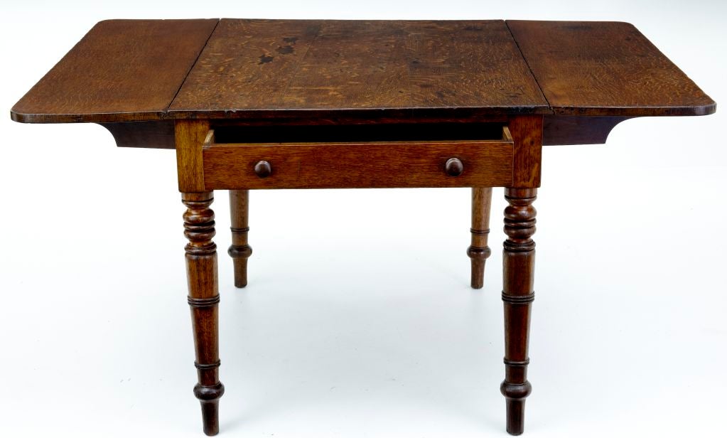 English VICTORIAN OAK DROPLEAF TABLE WITH DRAWER