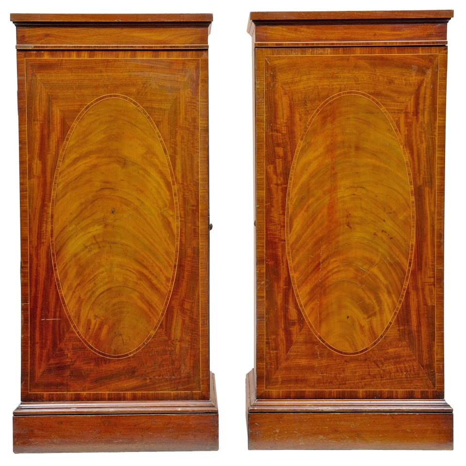 Pair Of 19th Century Mahogany Antique Inlaid Pedestals