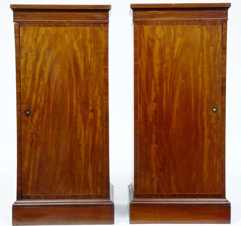 Pair Of 19th Century Mahogany Antique Inlaid Pedestals 1