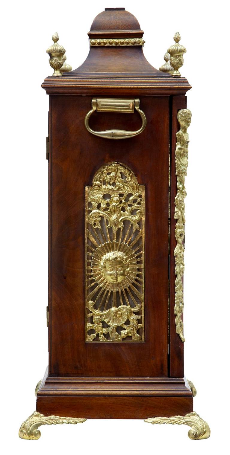 18th Century and Earlier George III Mahogany Gilt Brass Mounted Bracket Clock by James Taylor of London