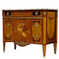 19th Century Inlaid Swedish Kingwood Commode Chest Of Drawers