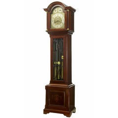 Antique 19th Century Inlaid Mahogany Westminster Chiming Longcase Grandfather Clock