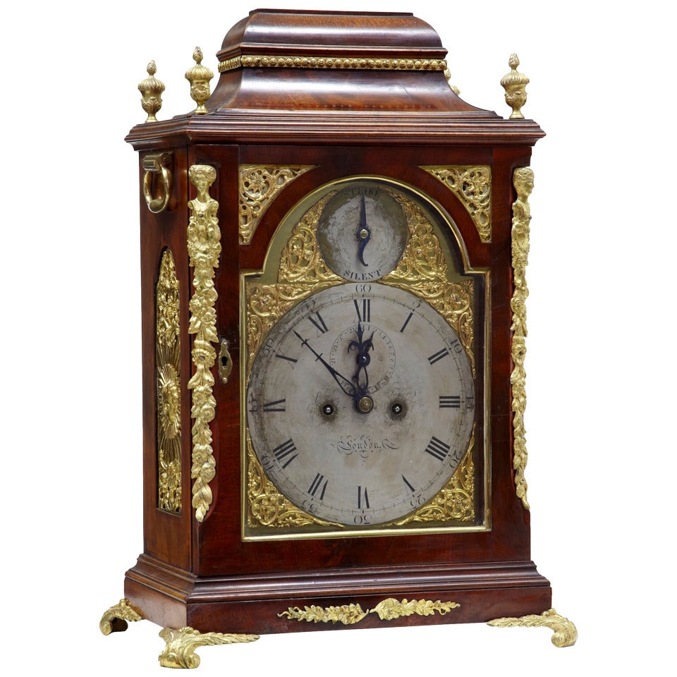 George III Mahogany Gilt Brass Mounted Bracket Clock by James Taylor of London