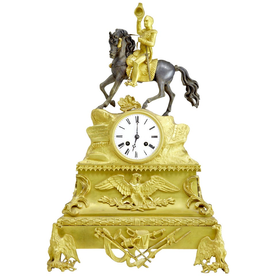19th Century French Gilt Ormolu Napoleon Mantel Clock