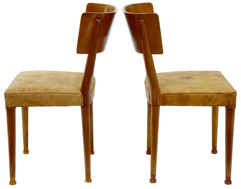 Pair of Art Deco Birch Egyptian Influenced Chairs