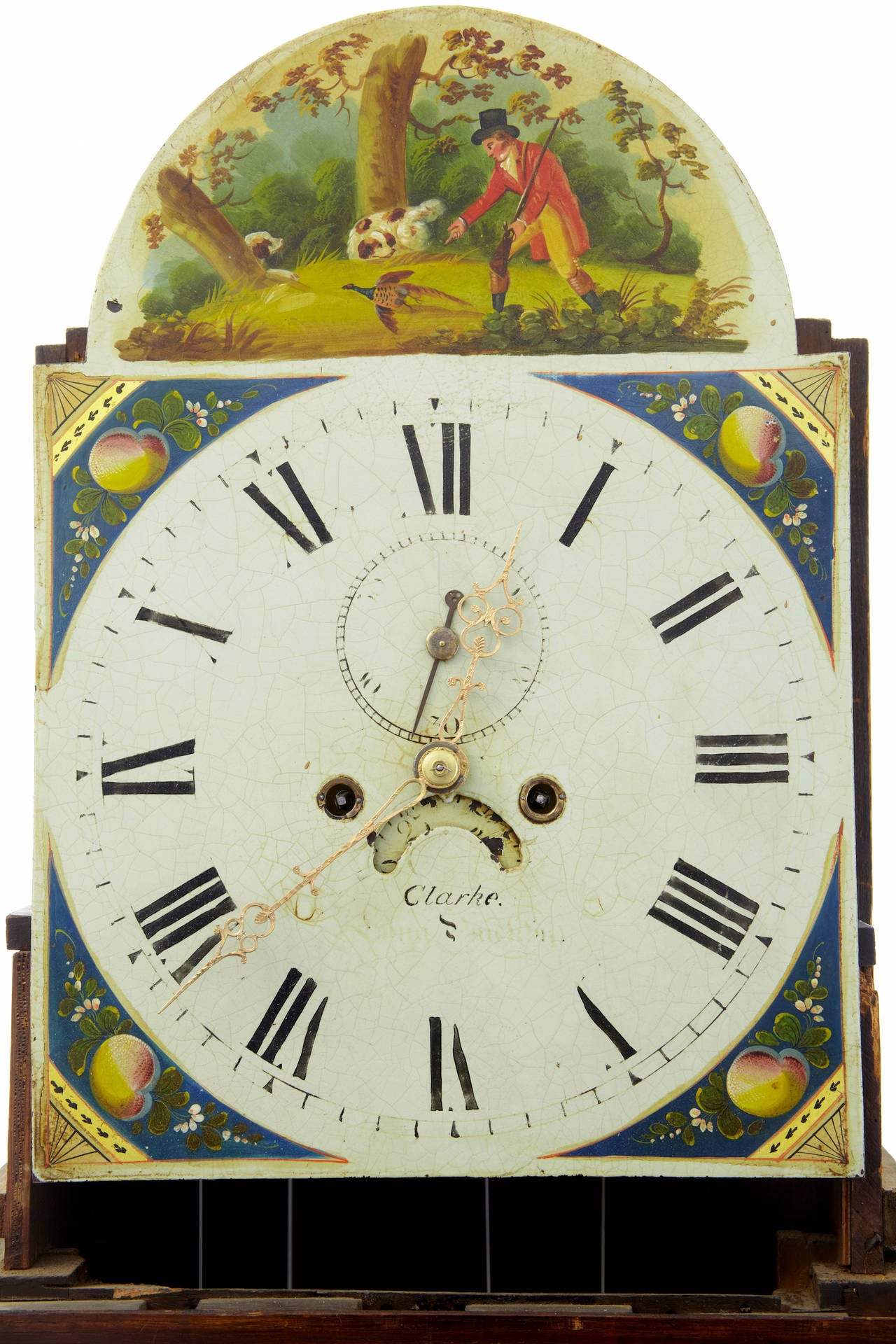 Great Britain (UK) 19th Century Mahogany and Oak Painted Dial Longcase Grandfather Clock